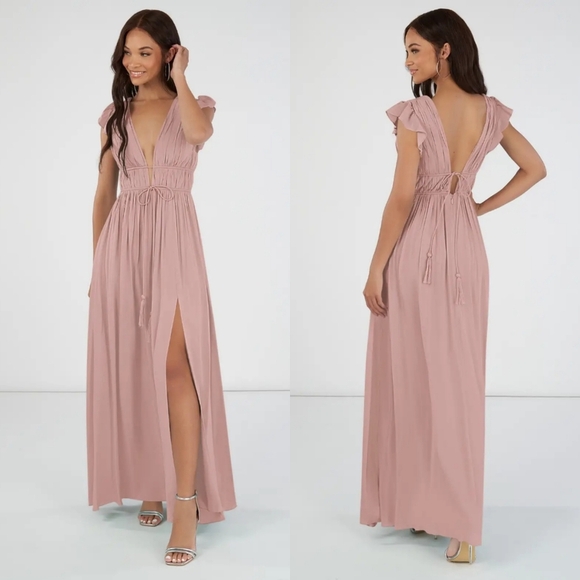 Azazie Dresses & Skirts - NEW Azazie Santorini Maxi Gown Dress in Dusty Rose Pink Size 4 Bridesmaid